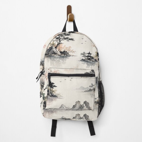 Item preview, Serene Japanese Watercolor Mountain Landscape Pattern designed and sold by NaphDesigns.