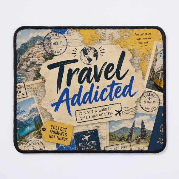 Item preview, Travel Addicted — Vintage Postcard Collage Poster  designed and sold by Jandedan.