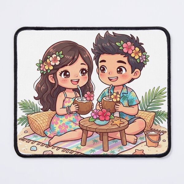 Item preview, Tropical Couple Picnic Illustration designed and sold by MyshopnameSell.