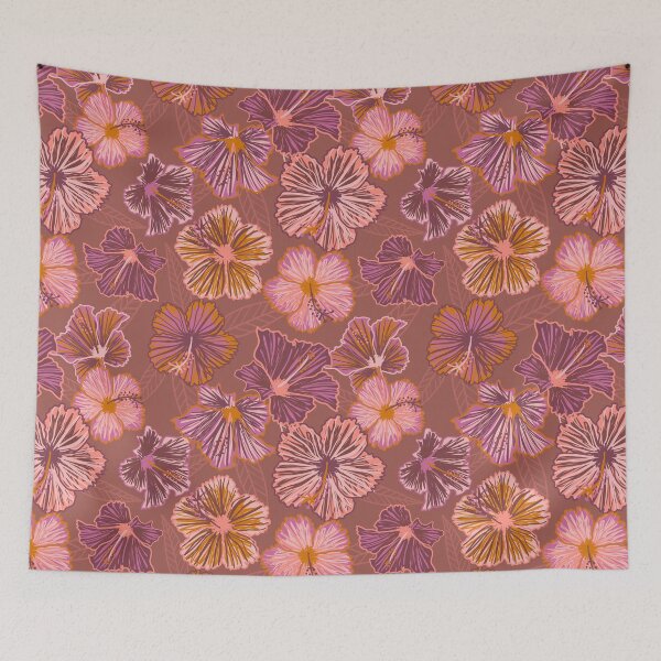 Item preview, Tropical Hibiscus Dusty Pink Botanical Boho Print designed and sold by anigui.