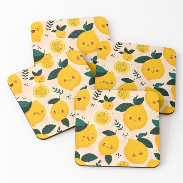 Item preview, Kawaii Happy Lemon Pattern designed and sold by Whimsical Wayfarer.