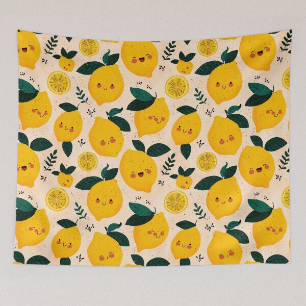 Item preview, Kawaii Happy Lemon Pattern designed and sold by Whimsical Wayfarer.