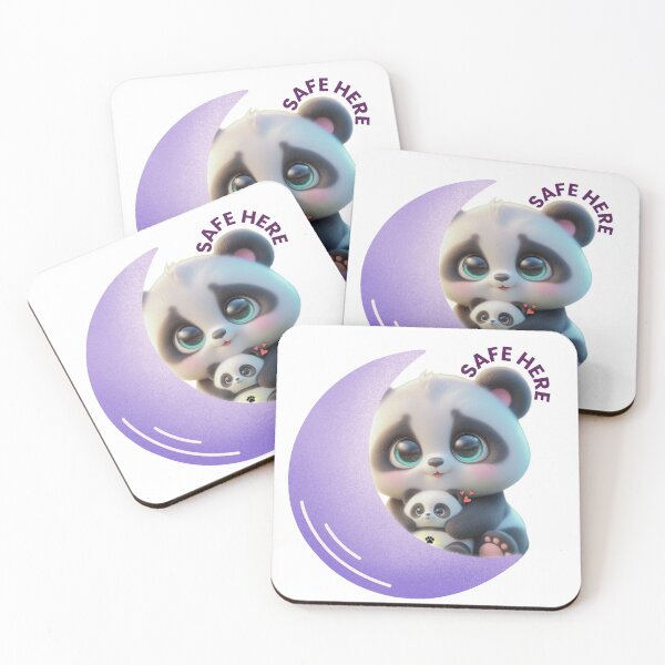 Item preview, Cute Panda Moon Sticker – Safe Here Kawaii Panda Design designed and sold by lunadesignsmoon.