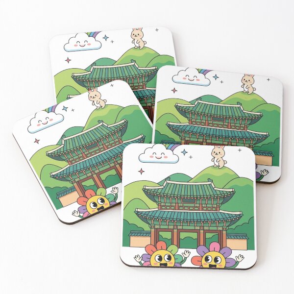 Item preview, Cute Korean Temple with Rainbow and Happy Flowers designed and sold by M.Store.