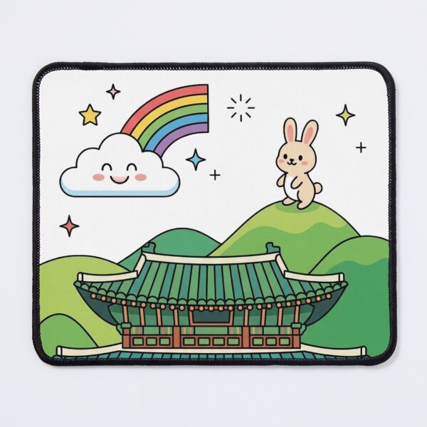 Item preview, Cute Korean Temple with Rainbow and Happy Flowers designed and sold by M.Store.
