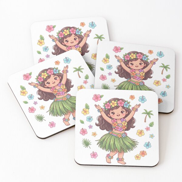 Item preview, Tropical Girl in Grass Skirt Illustration designed and sold by MyshopnameSell.