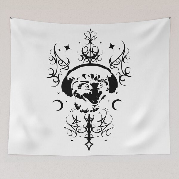Item preview, Cat with headphones. Ornamental cyber art designed and sold by Tribalgothss.