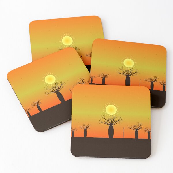 Item preview, African Baobab Tree Sunset Silhouette Orange Savanna Art  designed and sold by AfricanArtHub.