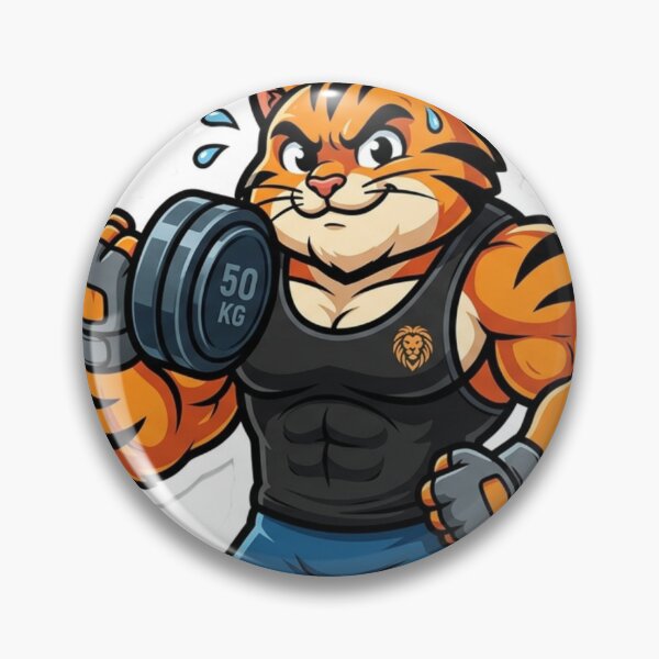 Item preview, Funny Tiger Bodybuilder Lifting Dumbbell Workout Cartoon designed and sold by JeevanStickers.