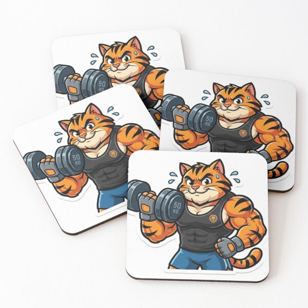 Item preview, Funny Tiger Bodybuilder Lifting Dumbbell Workout Cartoon designed and sold by JeevanStickers.