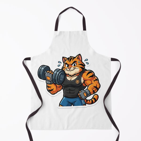 Item preview, Funny Tiger Bodybuilder Lifting Dumbbell Workout Cartoon designed and sold by JeevanStickers.