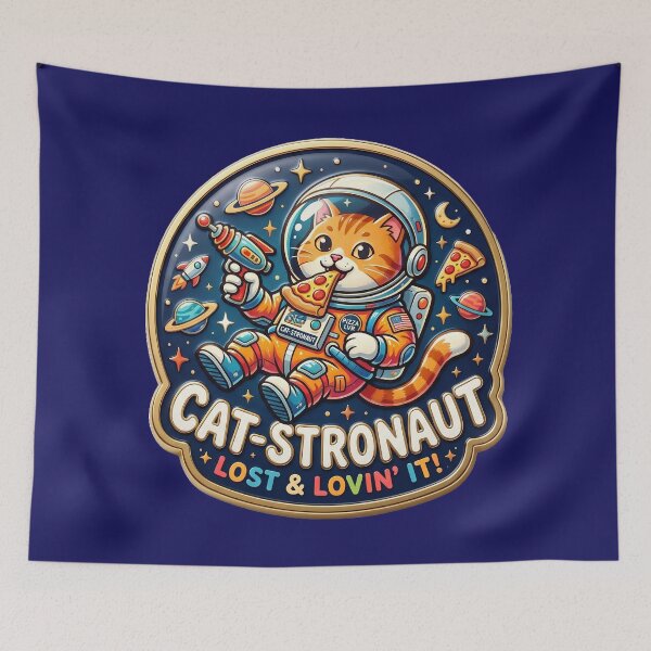 Item preview, Cat-stronaut – Space Cat with Pizza & Raygun designed and sold by Girih.