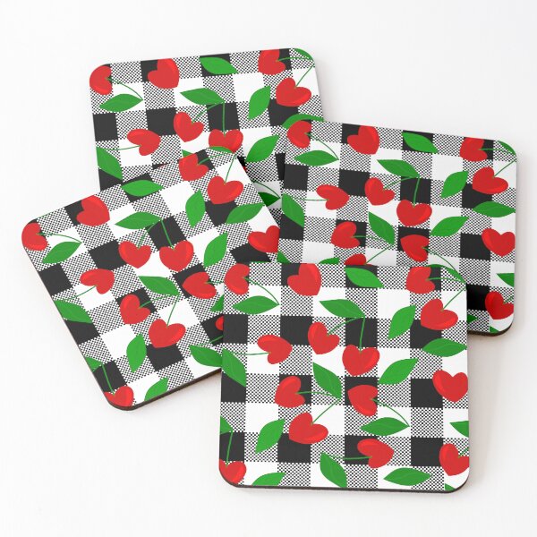 Item preview, black gingham Heart Shape Cherry rockabilly designed and sold by Gossip Rag.