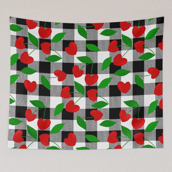 Item preview, black gingham Heart Shape Cherry rockabilly designed and sold by Gossip Rag.