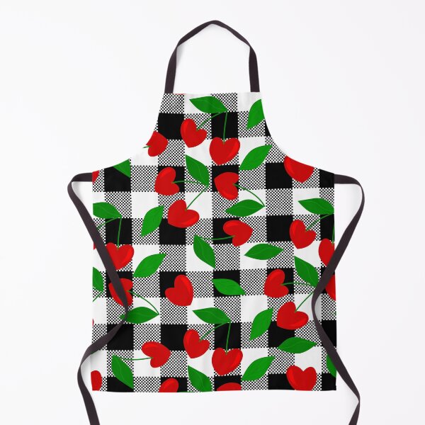 Item preview, black gingham Heart Shape Cherry rockabilly designed and sold by Gossip Rag.