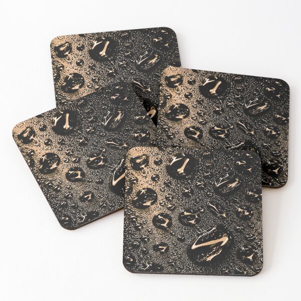 Item preview, Golden Obsidian Rain | Abstract Water Droplets Macro Photography designed and sold by Exodoi.