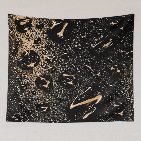 Item preview, Golden Obsidian Rain | Abstract Water Droplets Macro Photography designed and sold by Exodoi.