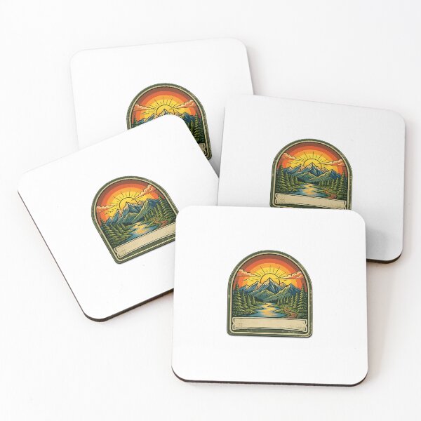 Item preview, Retro Logo Adventure Wilderness Mountains Sunset designed and sold by yachstudio.