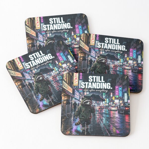 Item preview, Still Standing Raccoon | Emotional Neon Streetwear Meme T-Shirt designed and sold by DmaarGroup.