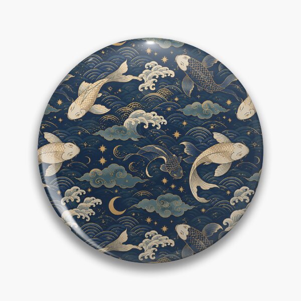 Item preview, Elegant Koi Fish Moonlit Waves Pattern Design designed and sold by NaphDesigns.