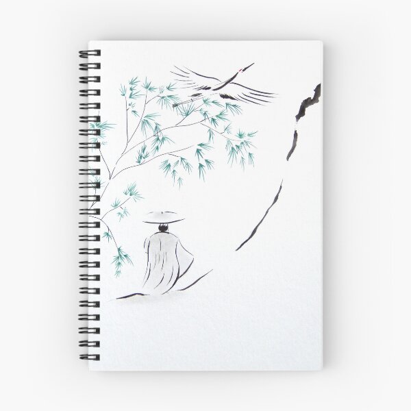 Item preview, Monk with Parasol Ascending Mountain | Minimalist Art designed and sold by AngelaMarieArt.