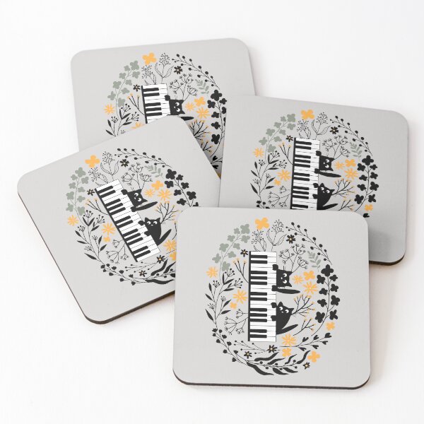 Item preview, Cats piano duet in wildflowers designed and sold by InkRiot Studios.