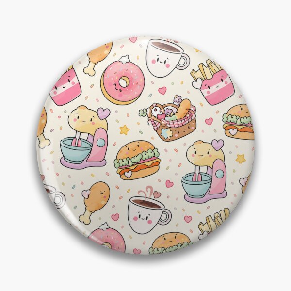 Item preview, Kawaii Food Pattern Seamless Pastel Cute Donut Coffee Burger Fries Digital Paper designed and sold by fantasyworld26.