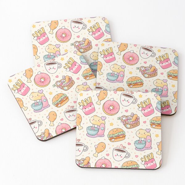 Item preview, Kawaii Food Pattern Seamless Pastel Cute Donut Coffee Burger Fries Digital Paper designed and sold by fantasyworld26.