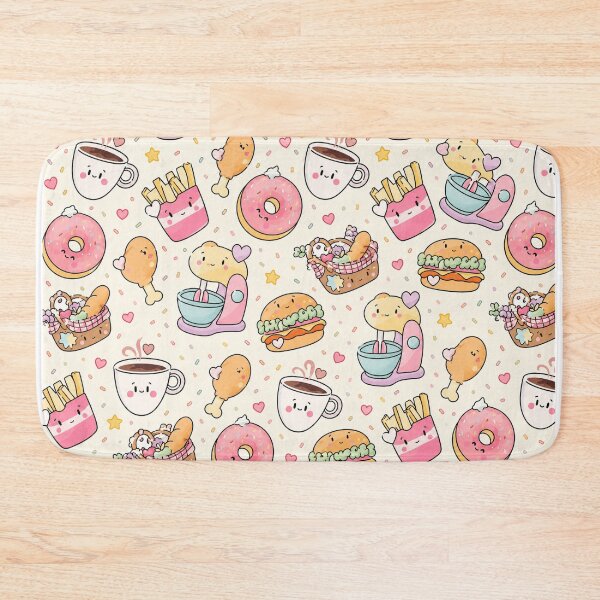 Item preview, Kawaii Food Pattern Seamless Pastel Cute Donut Coffee Burger Fries Digital Paper designed and sold by fantasyworld26.