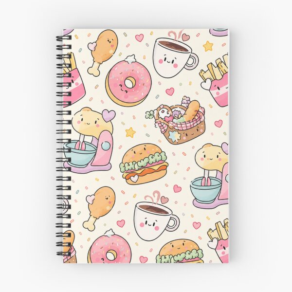 Item preview, Kawaii Food Pattern Seamless Pastel Cute Donut Coffee Burger Fries Digital Paper designed and sold by fantasyworld26.