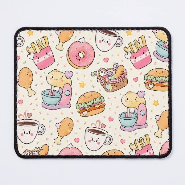 Item preview, Kawaii Food Pattern Seamless Pastel Cute Donut Coffee Burger Fries Digital Paper designed and sold by fantasyworld26.