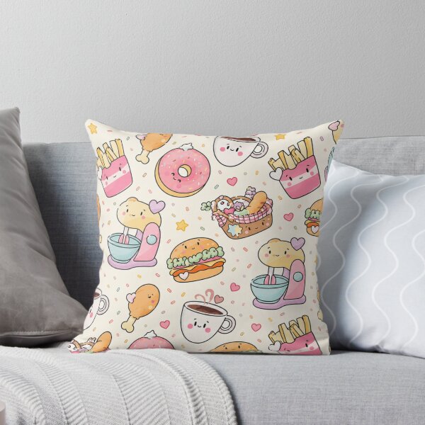 Item preview, Kawaii Food Pattern Seamless Pastel Cute Donut Coffee Burger Fries Digital Paper designed and sold by fantasyworld26.
