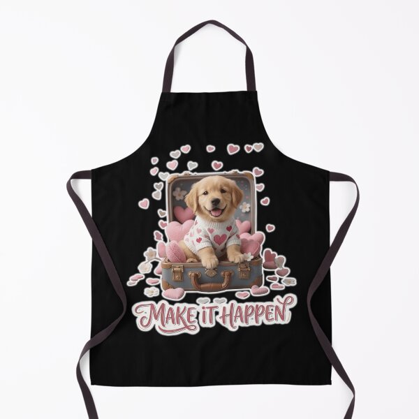 Item preview, Make It Happen Cute Golden Retriever Puppy Motivational Quote designed and sold by Basma Designs | Retro, Kawaii Shirts & Stickers.
