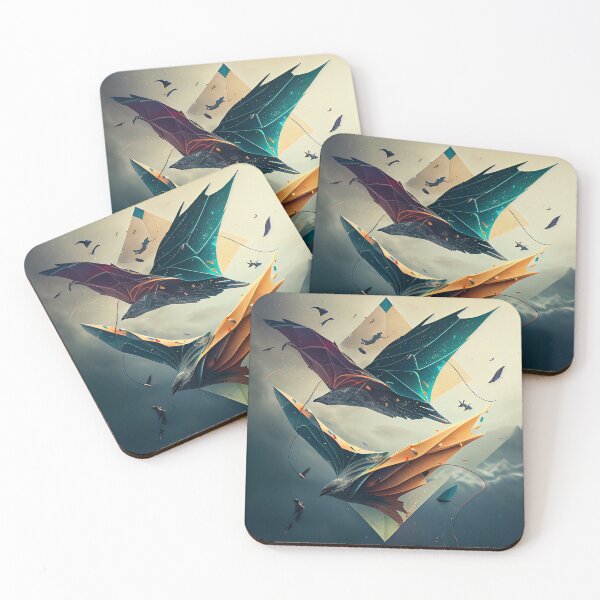 Item preview, Surreal Origami Eagles in Flight Abstract Dreamscape Art designed and sold by FantasyFlicker.