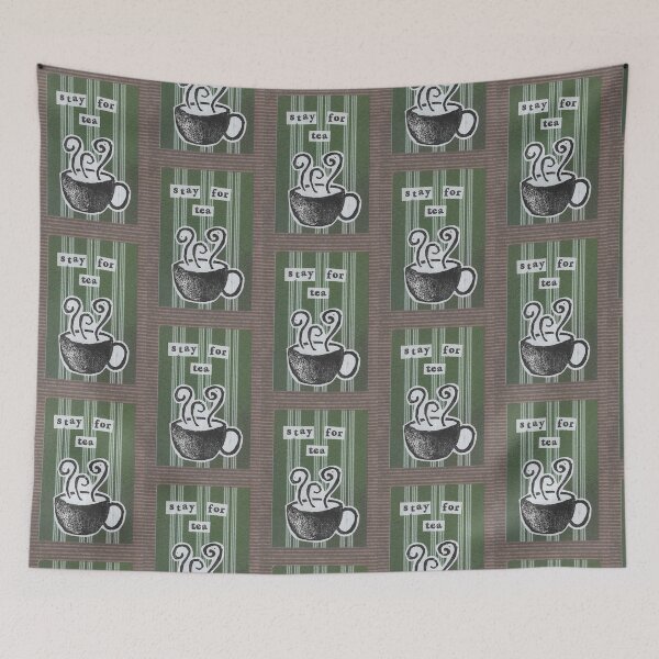 Item preview, Stay For Tea - It Gets Better Bears in Trees Lino print collage designed and sold by zinesbyscout.