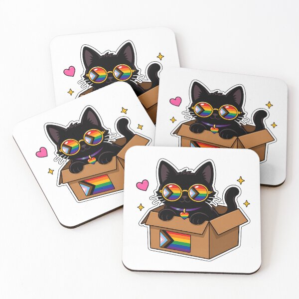 Item preview, LGBTQIA+ Progressive Black Cat in Pride Box designed and sold by ArtMassive.