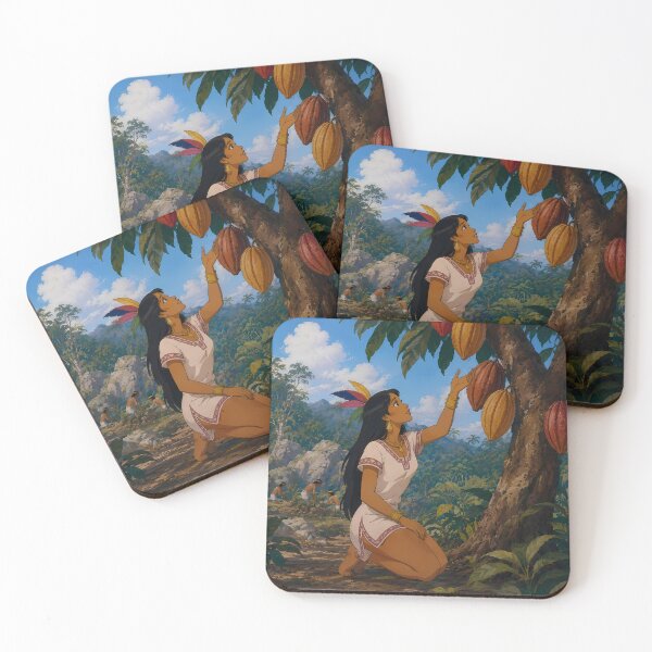Item preview, Cacao Harvest Princess – Tropical Jungle Fantasy Art designed and sold by  Hollow Moon Studios..