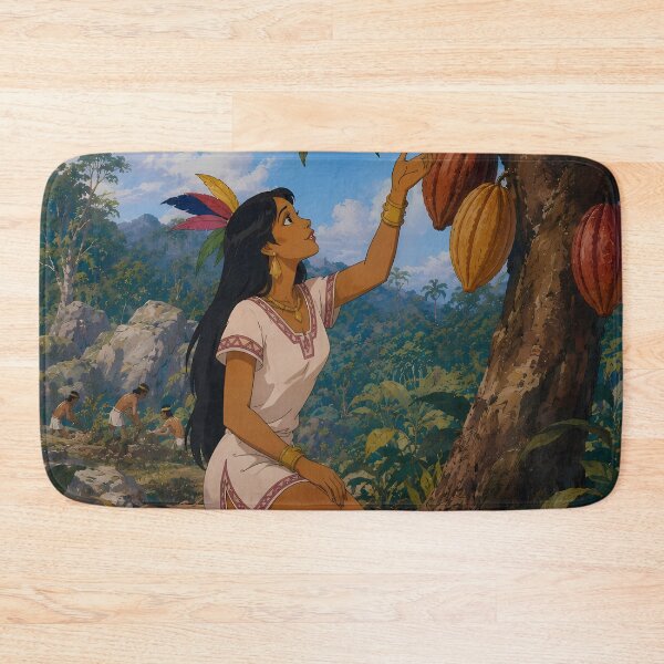 Item preview, Cacao Harvest Princess – Tropical Jungle Fantasy Art designed and sold by  Hollow Moon Studios..
