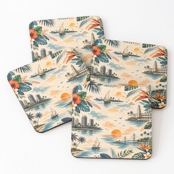 Item preview, Tropical Coastal City Pattern Design designed and sold by NaphDesigns.