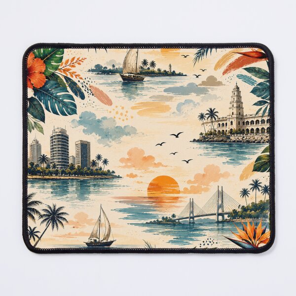 Item preview, Tropical Coastal City Pattern Design designed and sold by NaphDesigns.