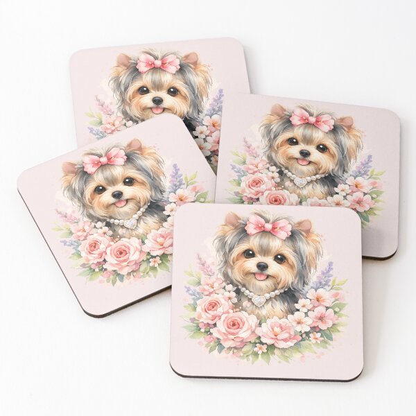 Item preview, Watercolor Yorkie – Floral Dog Mom Art designed and sold by Yorkie Magic Studio .