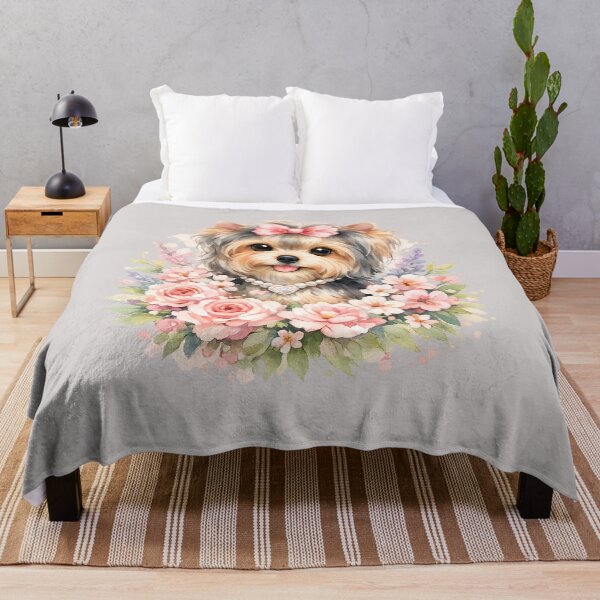 Item preview, Watercolor Yorkie – Floral Dog Mom Art designed and sold by Yorkie Magic Studio .