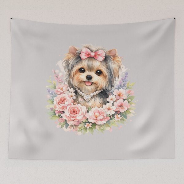 Item preview, Watercolor Yorkie – Floral Dog Mom Art designed and sold by Yorkie Magic Studio .