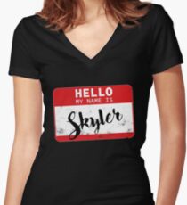 Hello My Name Is Skyler Name Tag Women's Fitted V-Neck T-Shirt