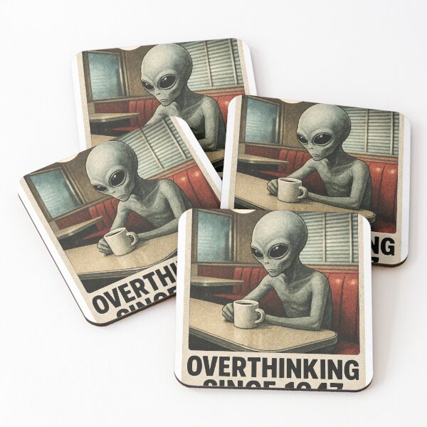Item preview, Overthinking Since 1947 - Retro Alien Diner designed and sold by Cary-s.