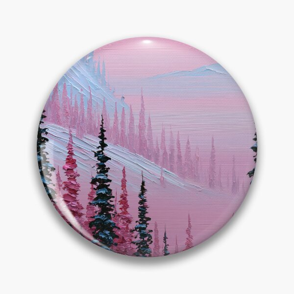 Item preview, Pink Winter Sunset in the Snowy Mountains - Impasto Style designed and sold by SlowRegardArt.