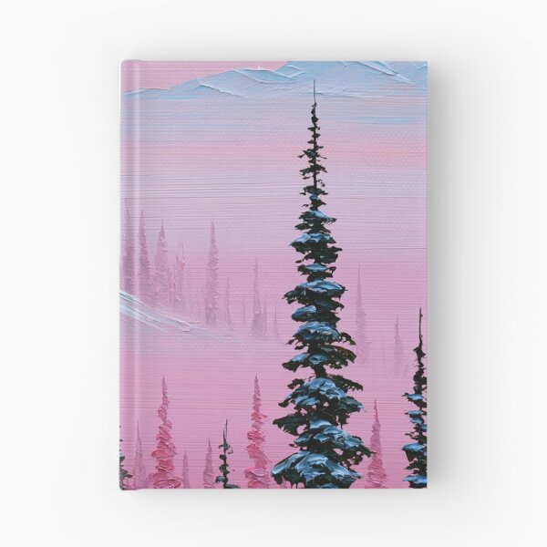Item preview, Pink Winter Sunset in the Snowy Mountains - Impasto Style designed and sold by SlowRegardArt.