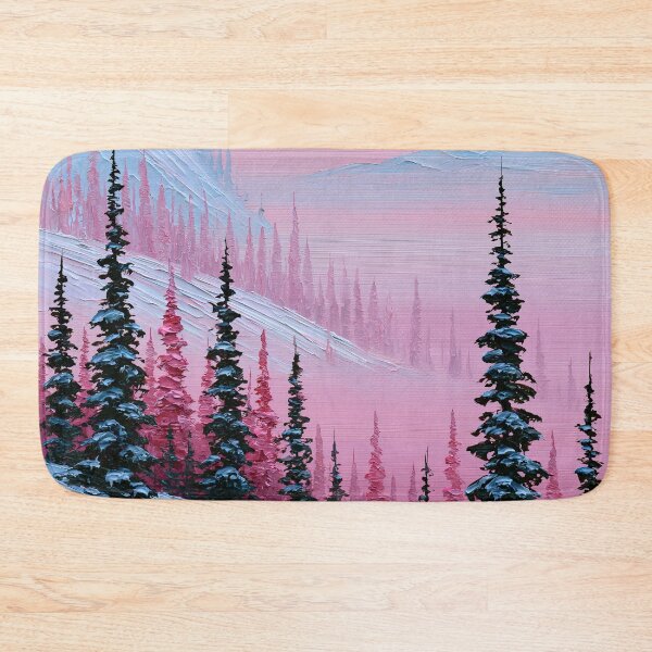 Item preview, Pink Winter Sunset in the Snowy Mountains - Impasto Style designed and sold by SlowRegardArt.
