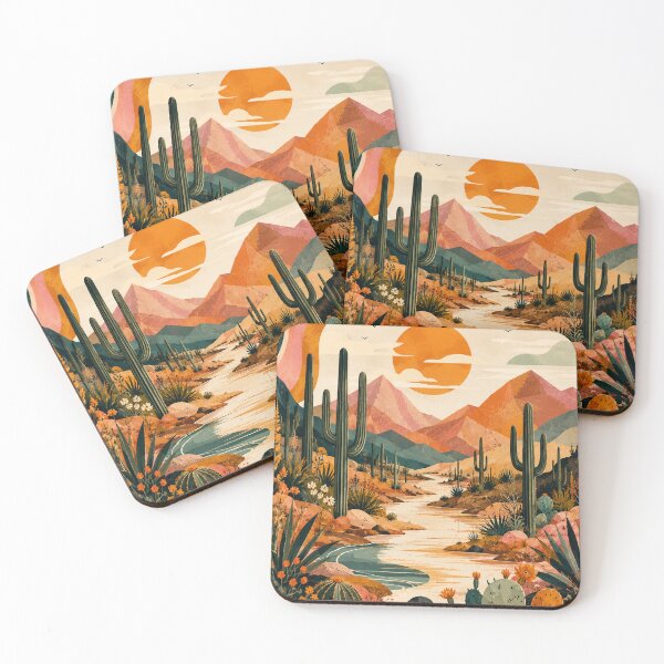 Item preview, Retro Desert Sunset Cactus Landscape Design designed and sold by NaphDesigns.