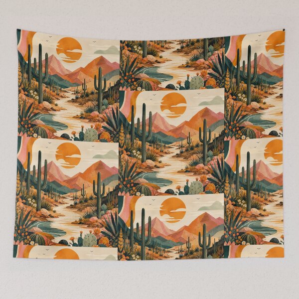 Item preview, Retro Desert Sunset Cactus Landscape Design designed and sold by NaphDesigns.